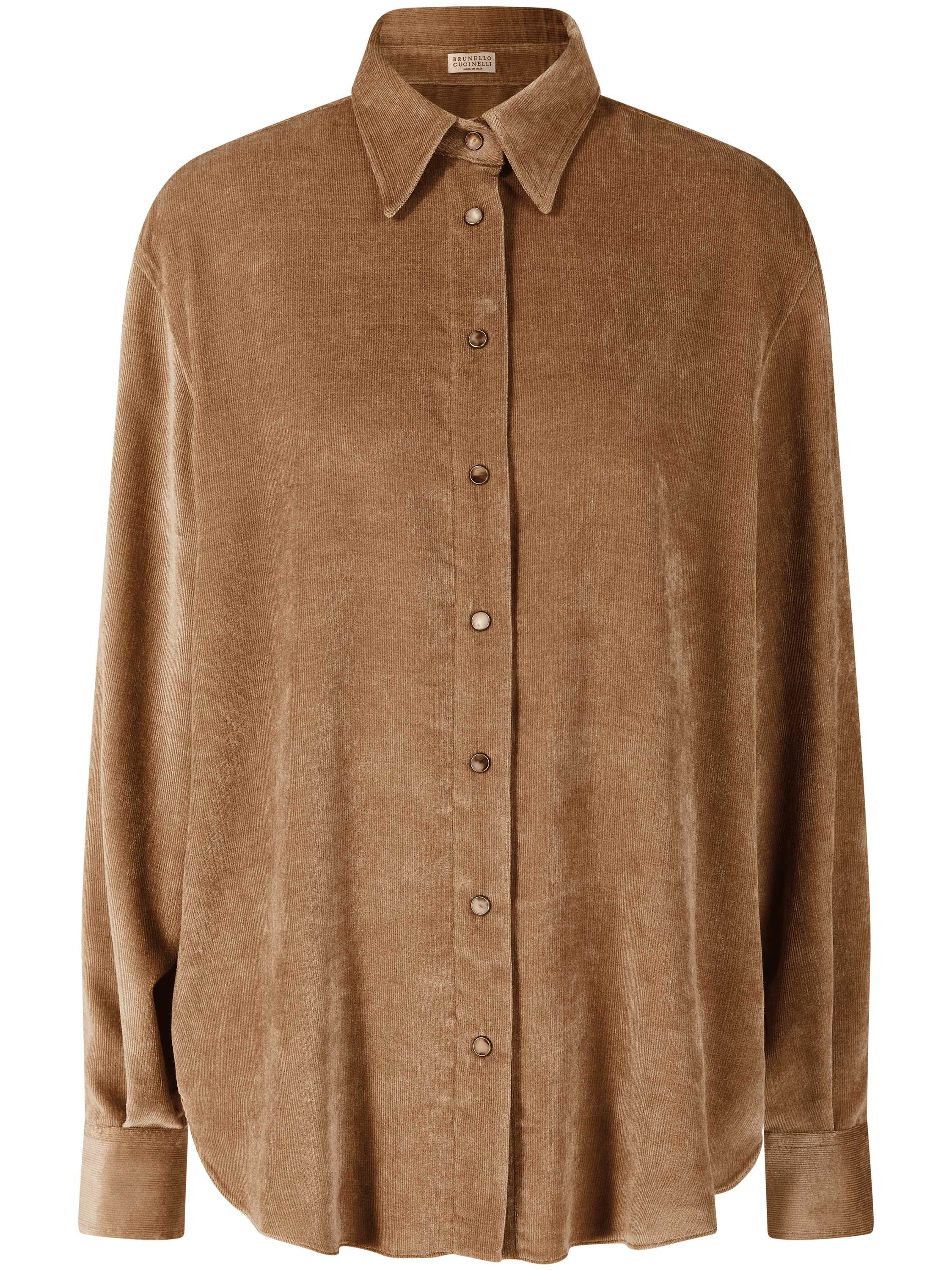 Cordhemd mit Monili-Perlen Beige