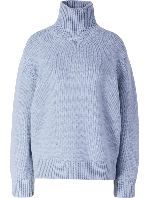 Oversize Pullover aus Wolle mit Rollkragen Hellblau