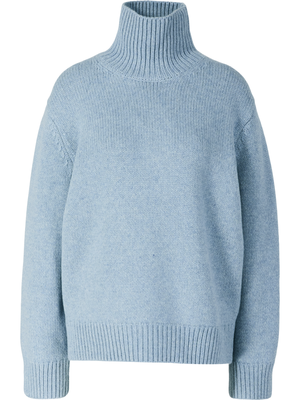 Oversized woollen jumper with a roll neck – light blue