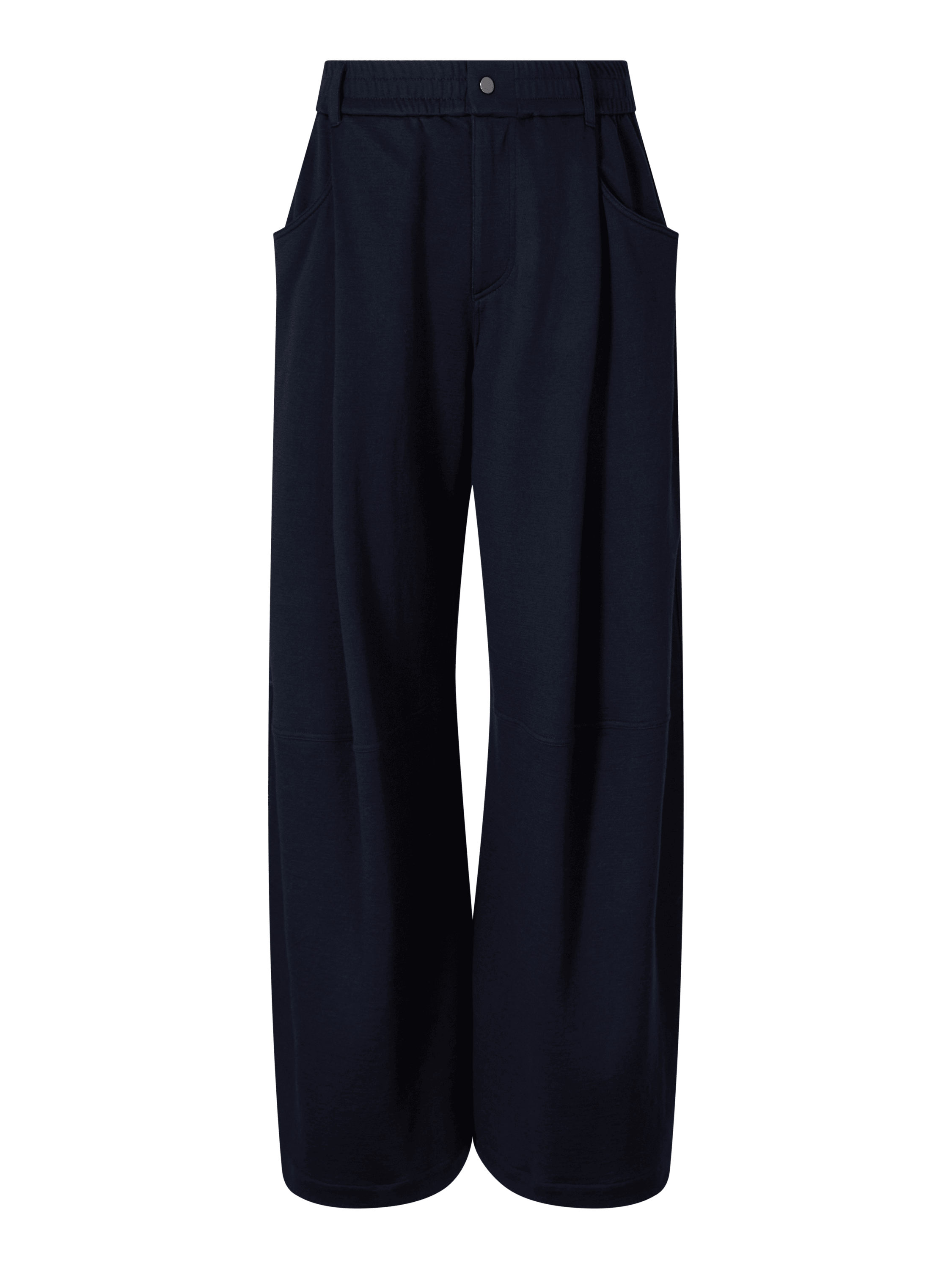 Trousers in cotton and silk navy blue