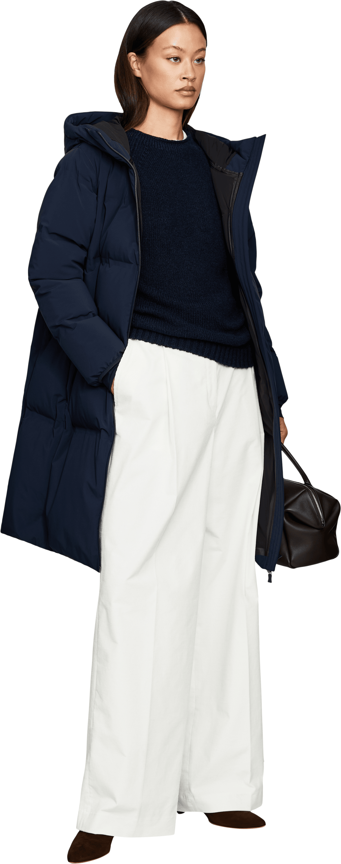 Herno Daunenmantel mit Kapuze Marineblau, Modelansicht – UNGER.DE