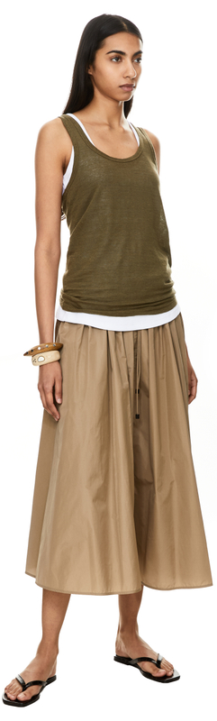 Ausgestellter Midirock 'Lonza' Beige