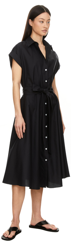 Blusenkleid mit Bindegürtel Schwarz