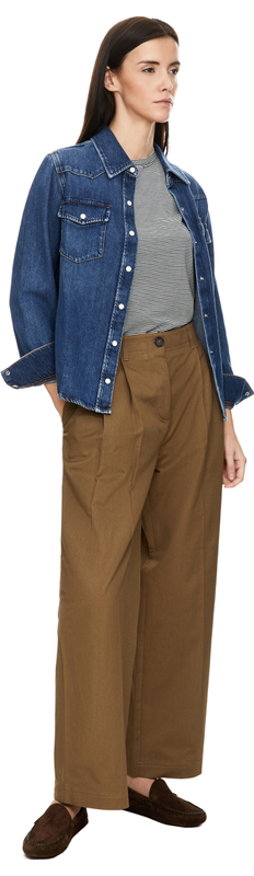 Weite Bundfaltenhose Braun