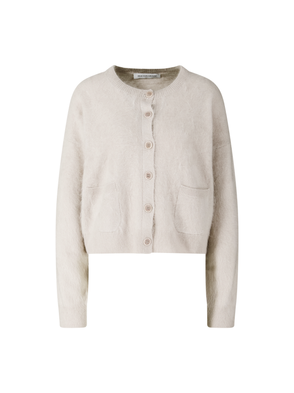 Gebürstete Cashmere-Strickjacke 'Mina' Kitt