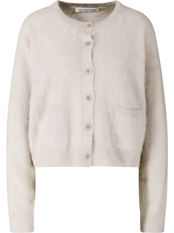 Gebürstete Cashmere-Strickjacke 'Mina' Kitt