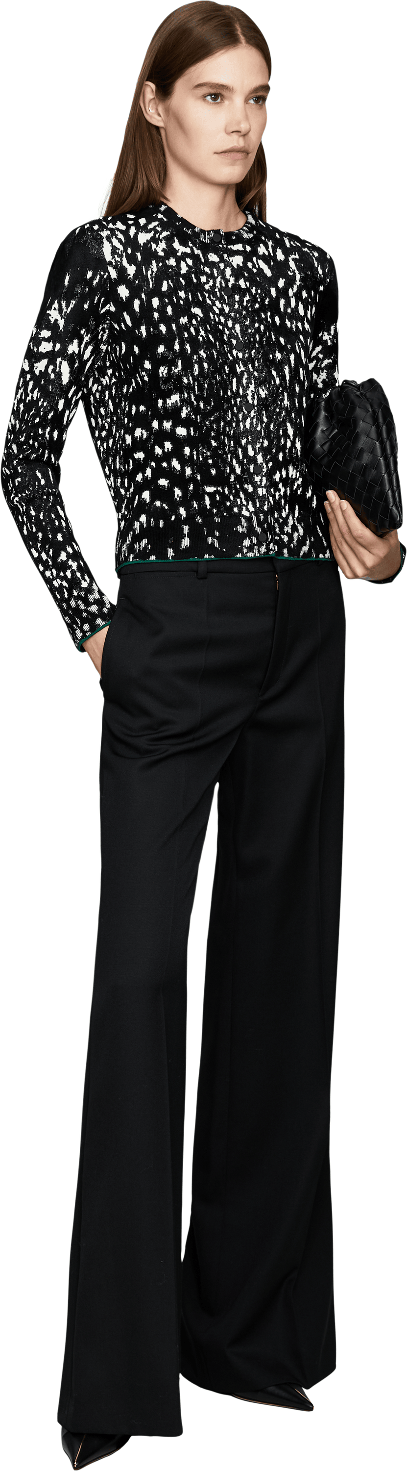 Tom Ford Velvety cardigan with lynx jacquard pattern black, Modelview – UNGER.DE