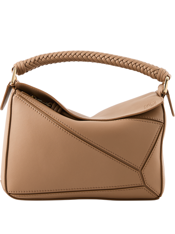 Handtasche 'Puzzle Woven Handle Small' Mocha