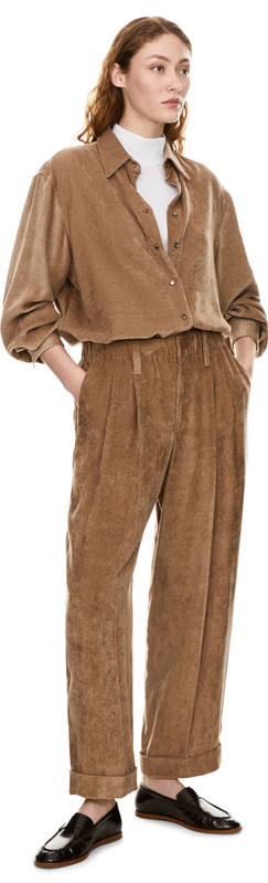 Cordhose mit Monili Perlen Beige