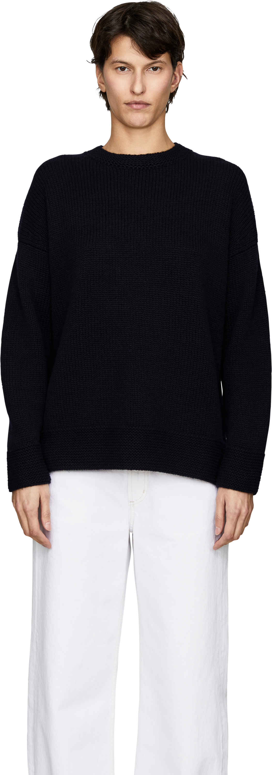 Iris von Arnim 'Peria' Navy Cashmere Jumper, Front view – UNGER.DE