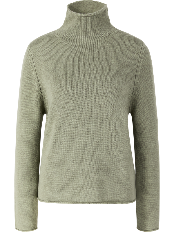 Cashmere-Pullover mit Stehkragen Olivgrün