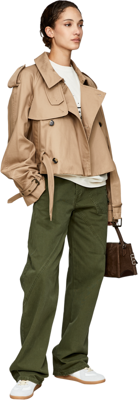 Cropped Trenchjacke Beige