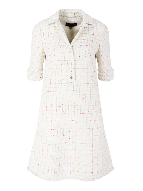 Midikleid aus Tweed Crème