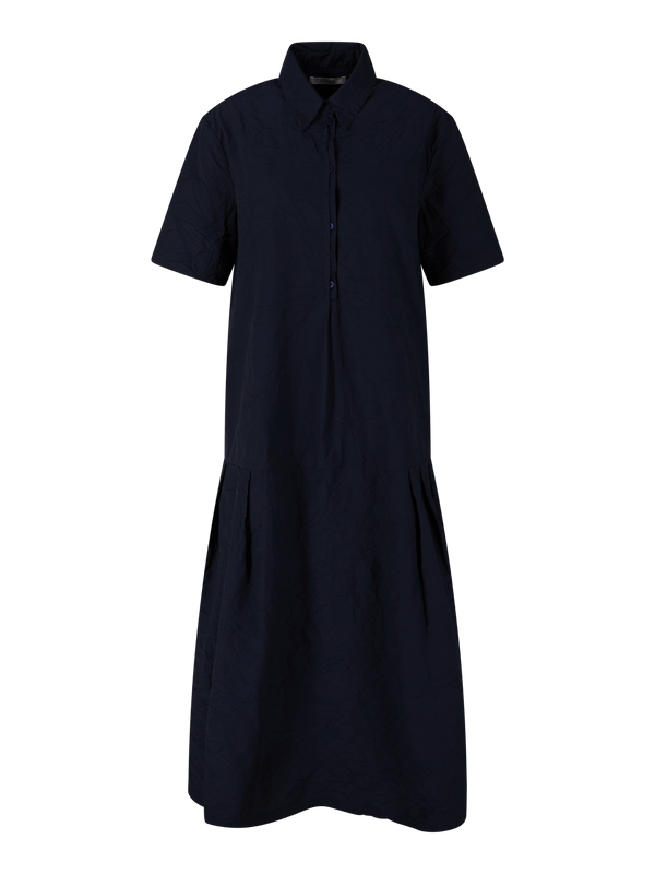 Hemdkleid aus geknitterter Baumwolle Marineblau