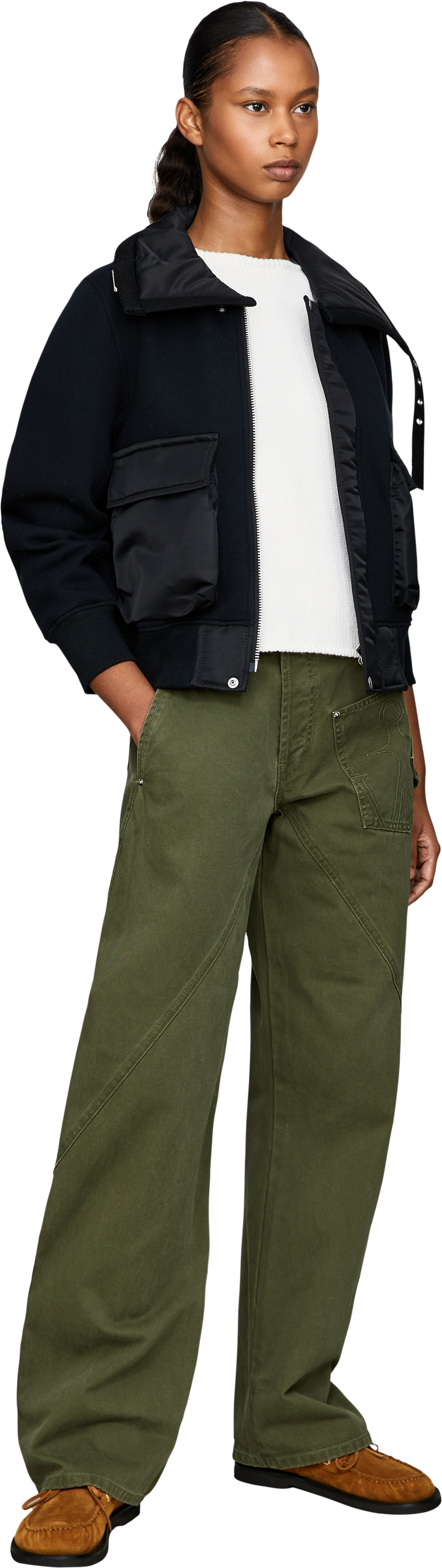 Sacai Blouson 'Sponge Sweat' Schwarz, Modelansicht – UNGER.DE