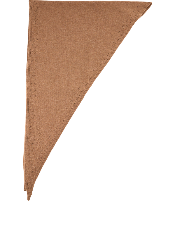 'Iconic' triangular wool scarf brown