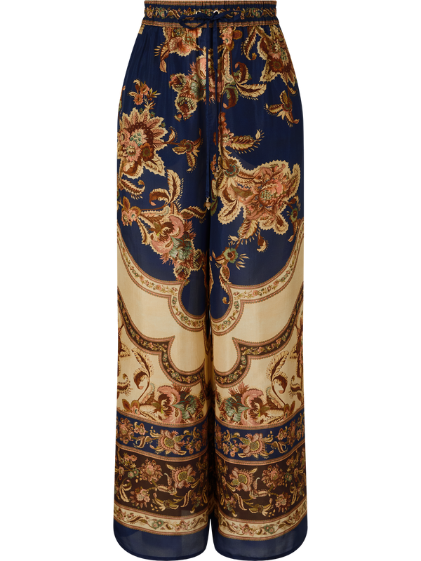 Floral silk trousers 'Aster' multi