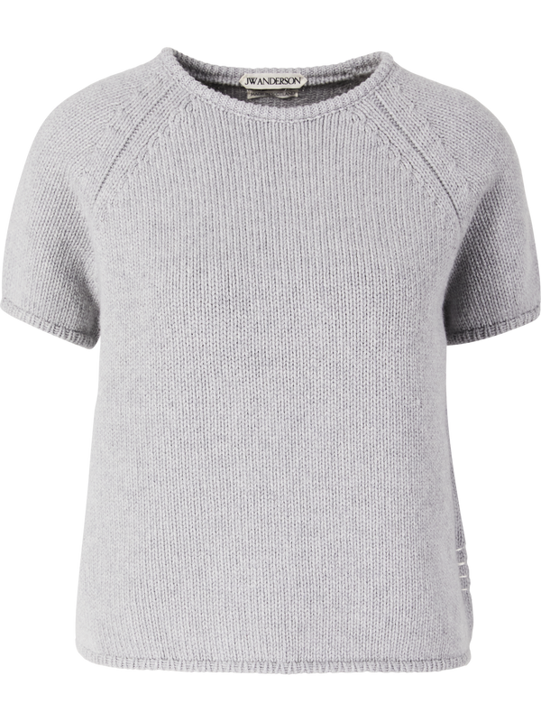 Short-sleeved wool-cashmere jumper grey