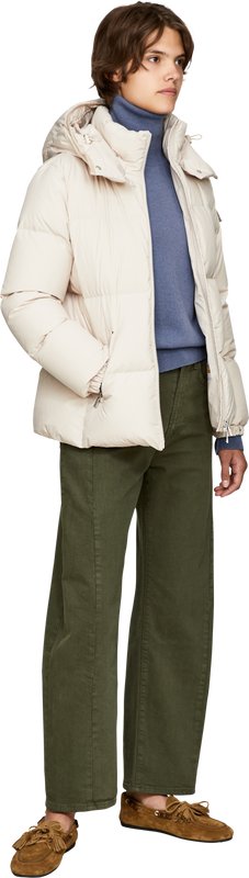 'Fourmines' short hooded down jacket – beige