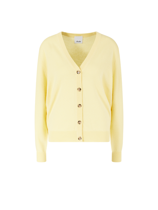 Oversized Cashmere-Strickjacke mit V-Ausschnitt Gelb