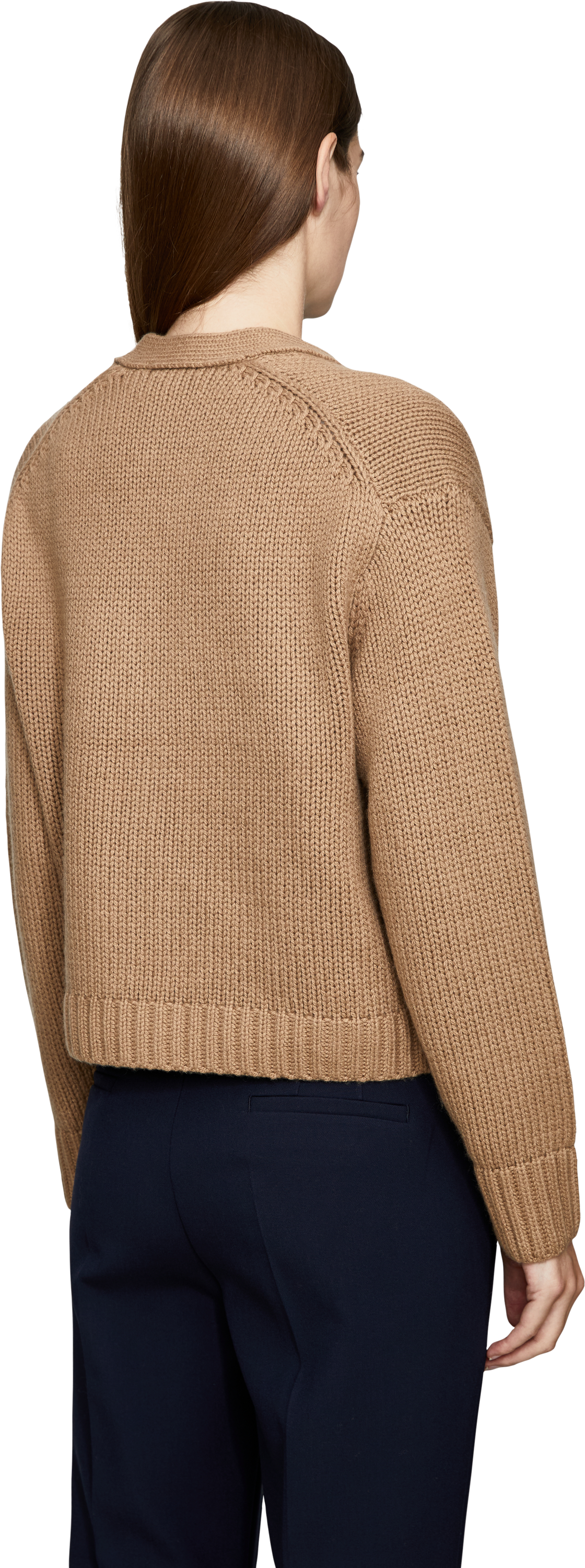 Vince Woll-Cashmere-Strickjacke 'Boxy' Camel, Rückansicht – UNGER.DE