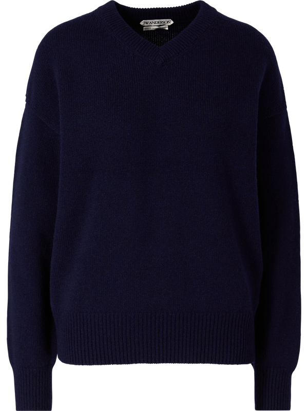 V-neck cashmere jumper navy blue