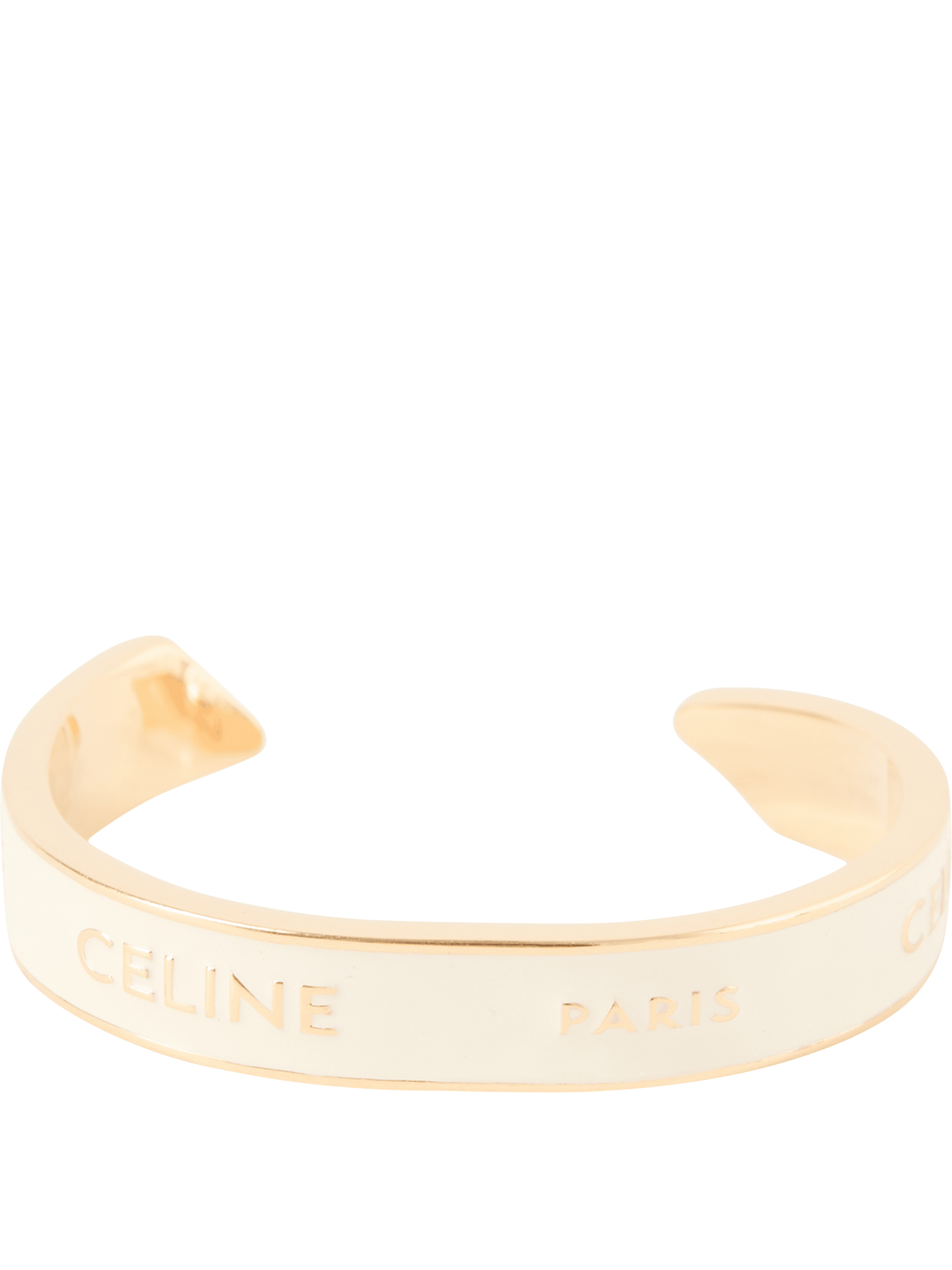 Celine Schmaler Armreif mit Logo-Gravur Weiß/Gold, Produktansicht – UNGER.DE