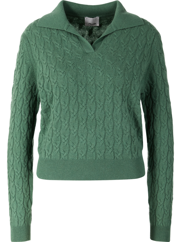 Cashmere jumper with a Serafino collar – green