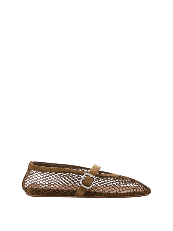 Ballerina aus Fischnetzstoff Khaki