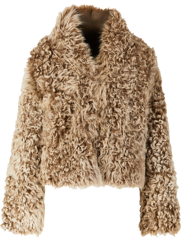 Wendbare Cropped Shearling-Jacke 'Mooney' Beige