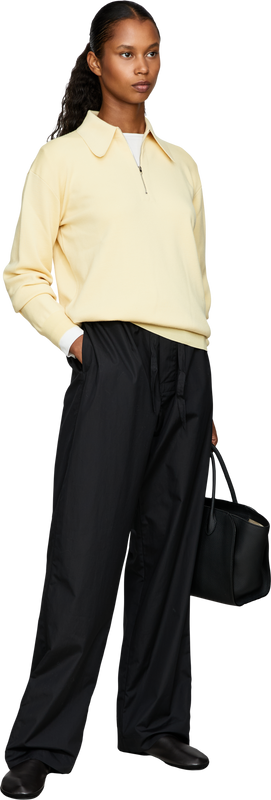Woll-Polopullover mit Reißverschlusskragen Gelb