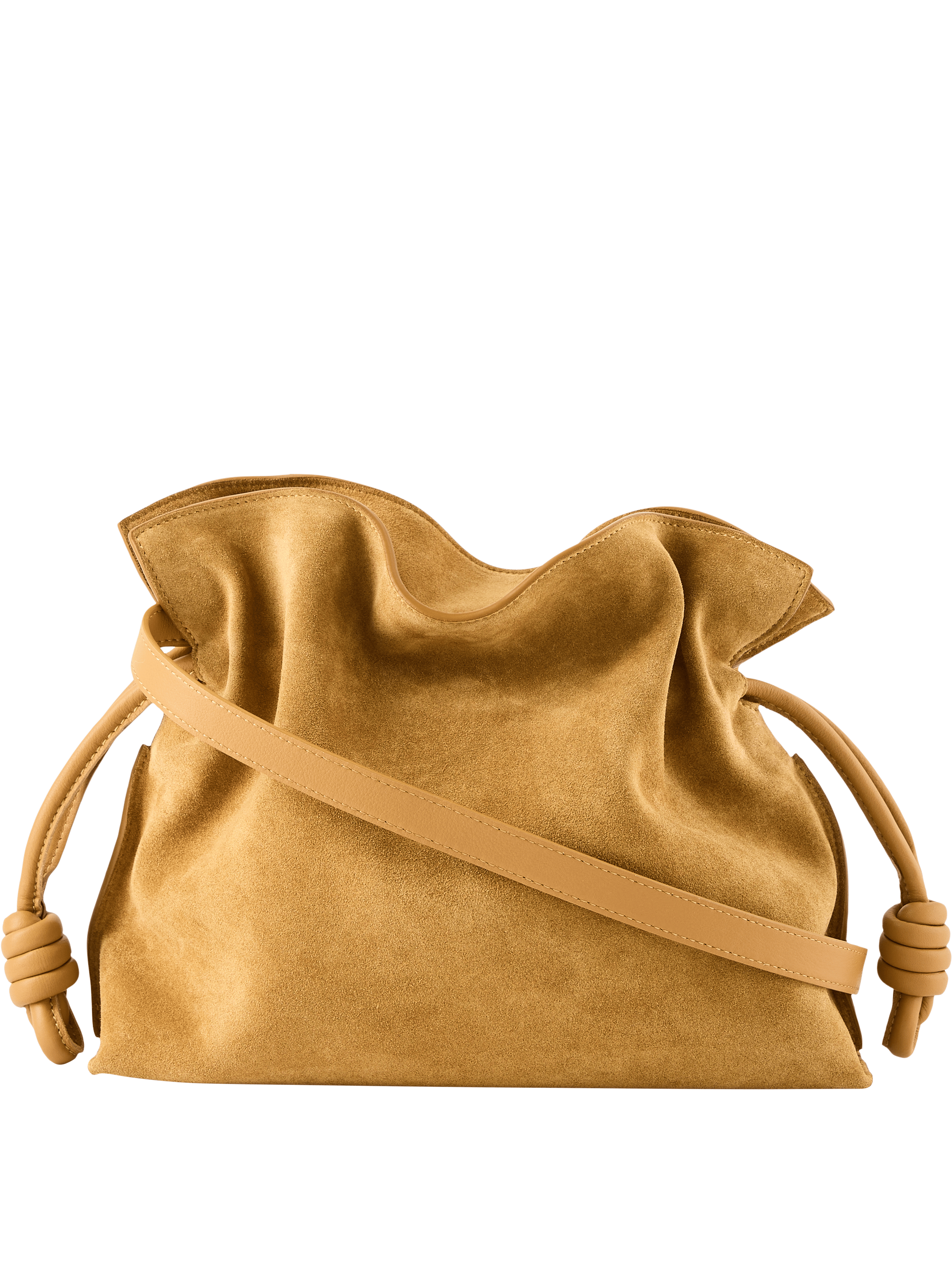LOEWE Clutch 'Flamenco Suede Medium' Ochre, Rückansicht – UNGER.DE