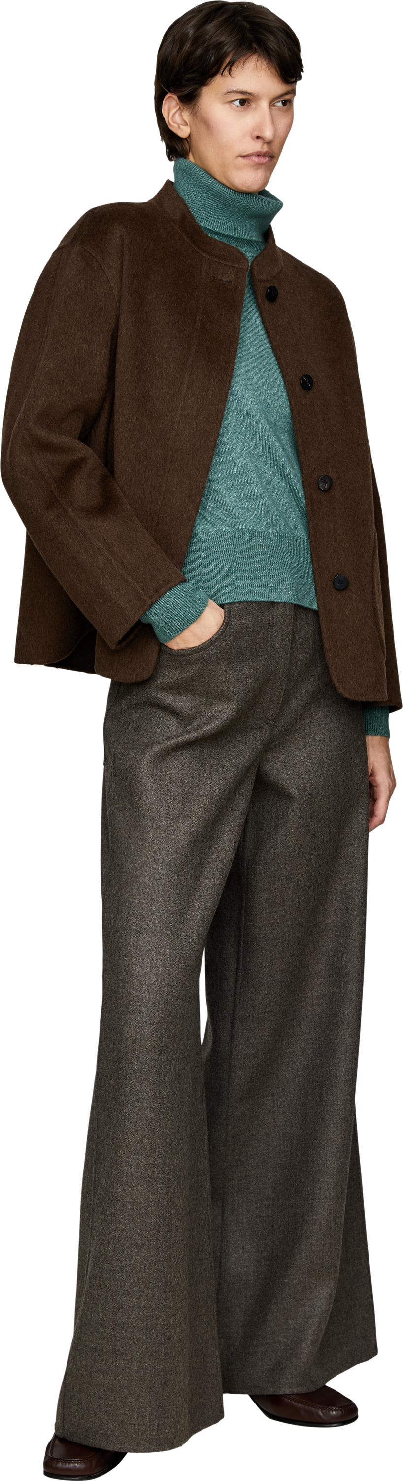 Iris von Arnim Cashmere-Seidenpullover 'Neris' mit Rollkragen Fern, Modelview – UNGER.DE