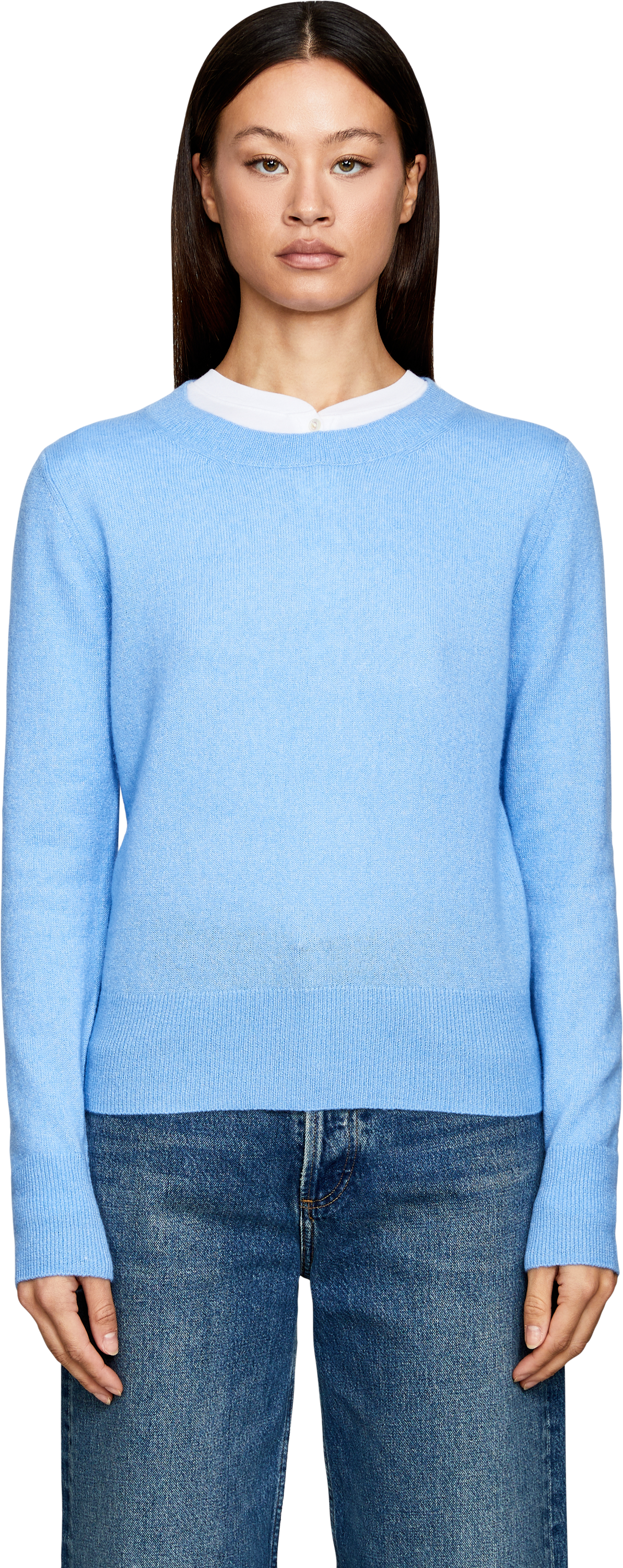 Iris von Arnim Cashmere-Seidenpullover 'NERIS 50' Azur, Frontansicht – UNGER.DE