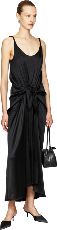 Seidenkleid mit Knoten-Detail Schwarz