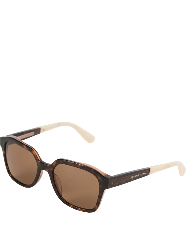 Quadratische Sonnenbrille mit Schildplatt-Optik Braun