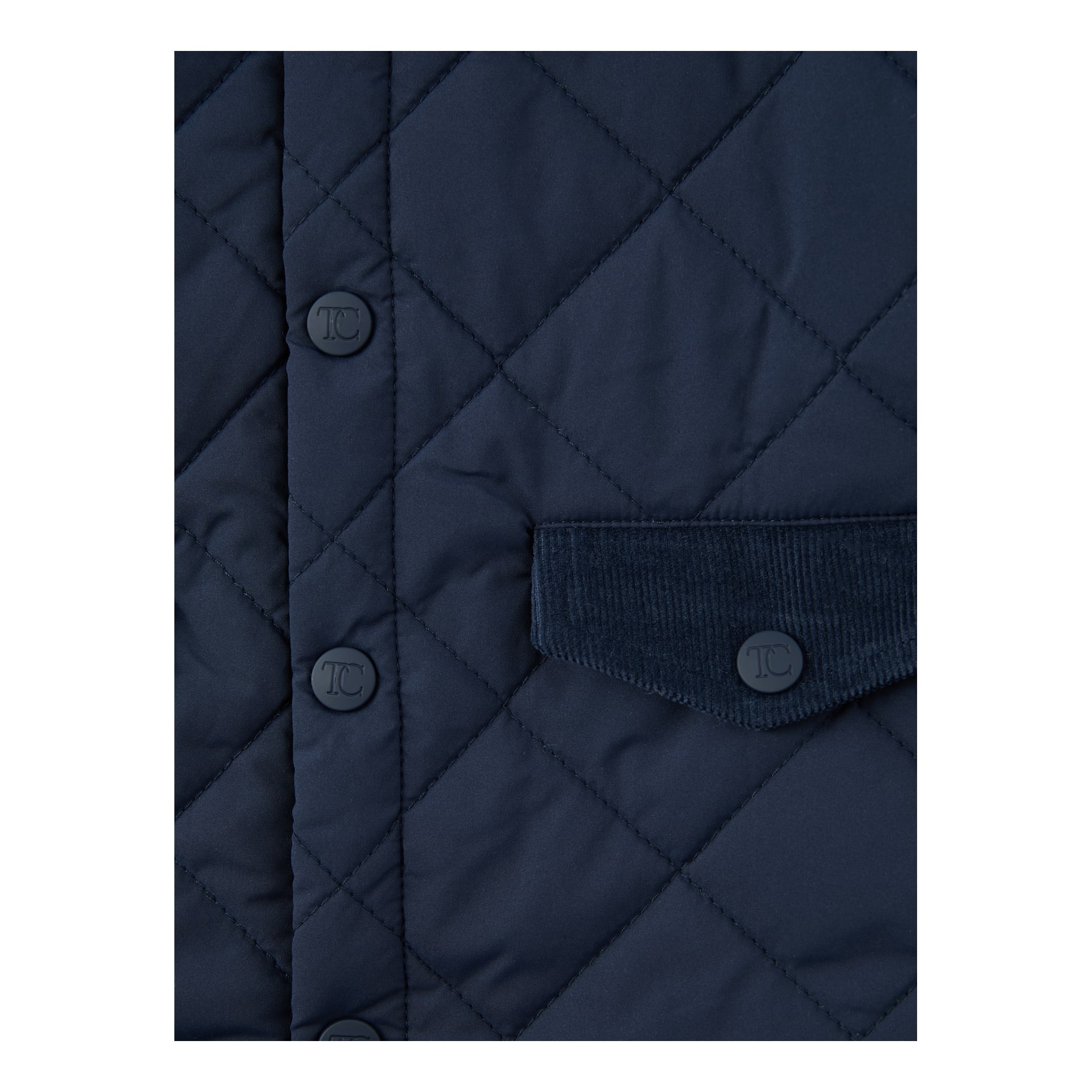 Tartine et Chocolat Steppjacke mit Cordbesätzen Marineblau, Frontansicht – UNGER.DE