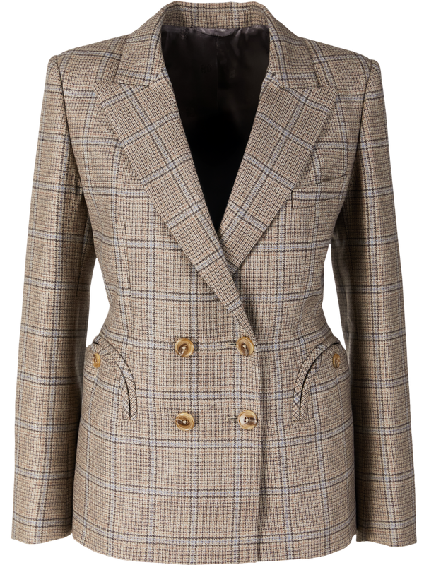 Checkered wool blazer 'Saona Charmer' beige