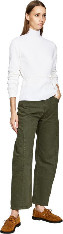Wool and cashmere jumper with a stand-up collar, cream