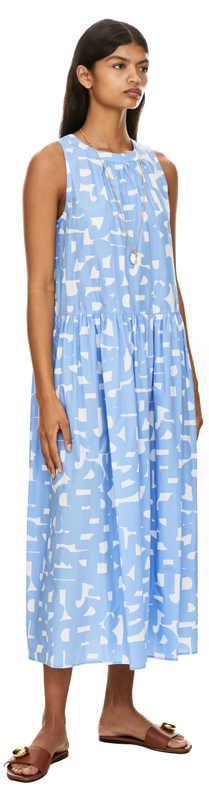 Ärmelloses Midikleid Hellblau/Weiß