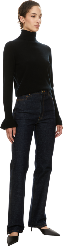 Woll-Cashmere-Pullover mit Rollkragen Schwarz