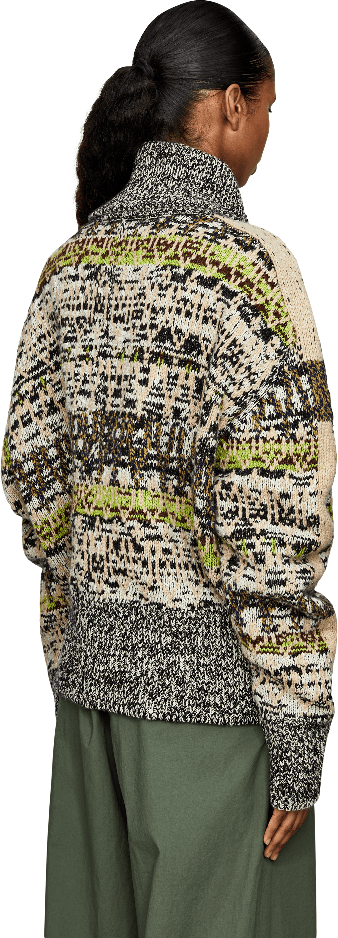 Dries van Noten Woll-Cashmere-Strickjacke 'Teda' mit Jacquardmuster Multi, Rückansicht – UNGER.DE