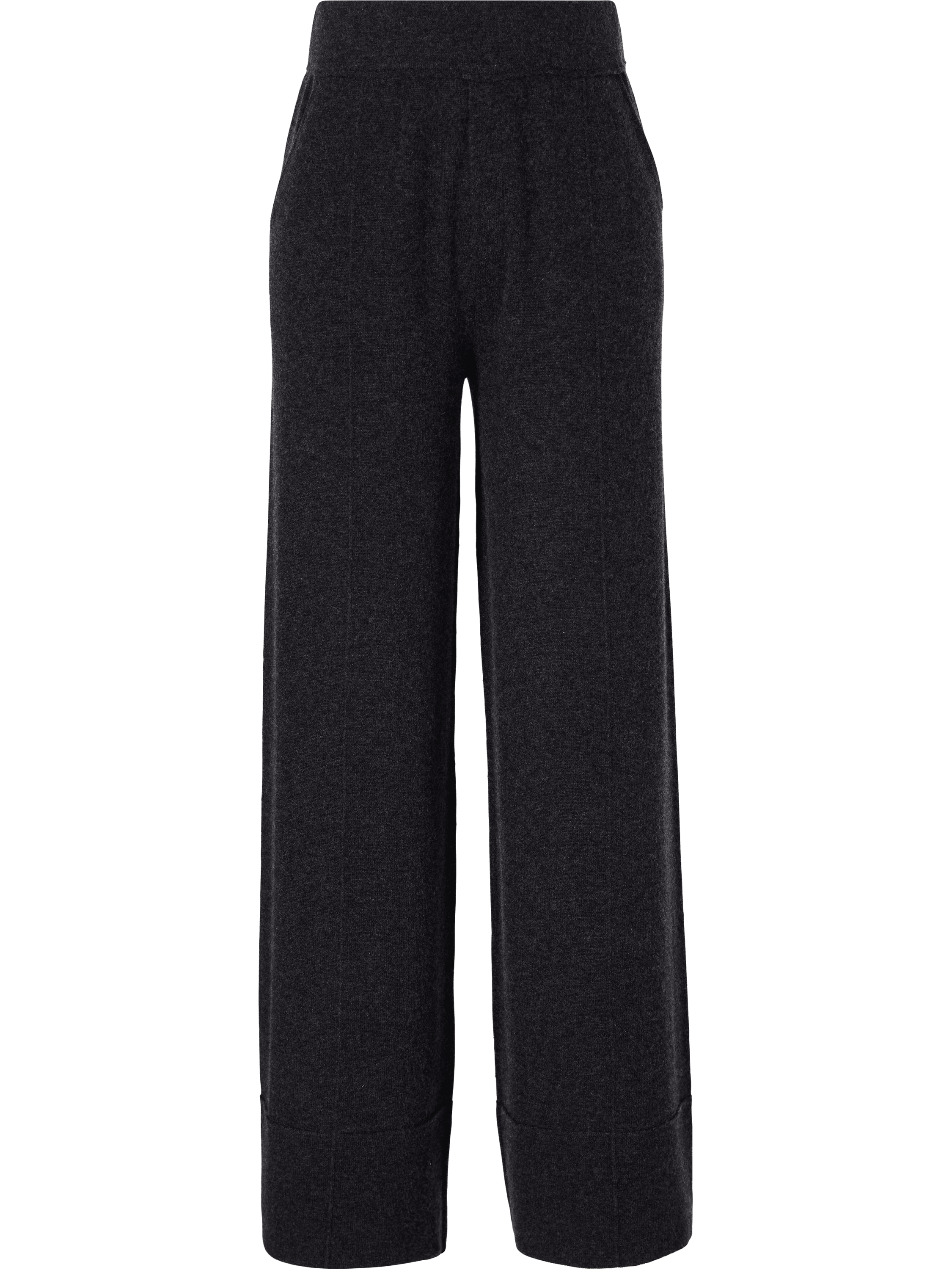 Melierte Woll-Cashmere-Strickhose Dunkelgrau