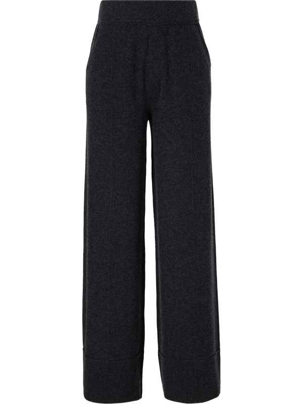 Melierte Woll-Cashmere-Strickhose Dunkelgrau