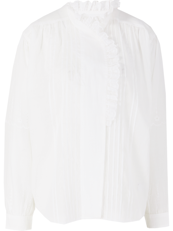 Bestickte Bluse 'Leota' Weiß