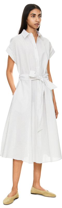 Gestreiftes Hemdkleid Hellgrau