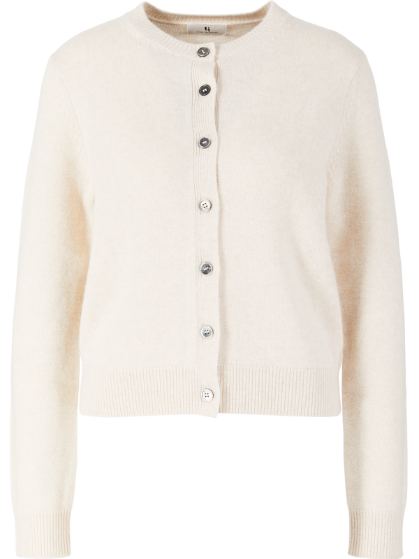 Cropped Cashmere-Strickjacke Vanilla