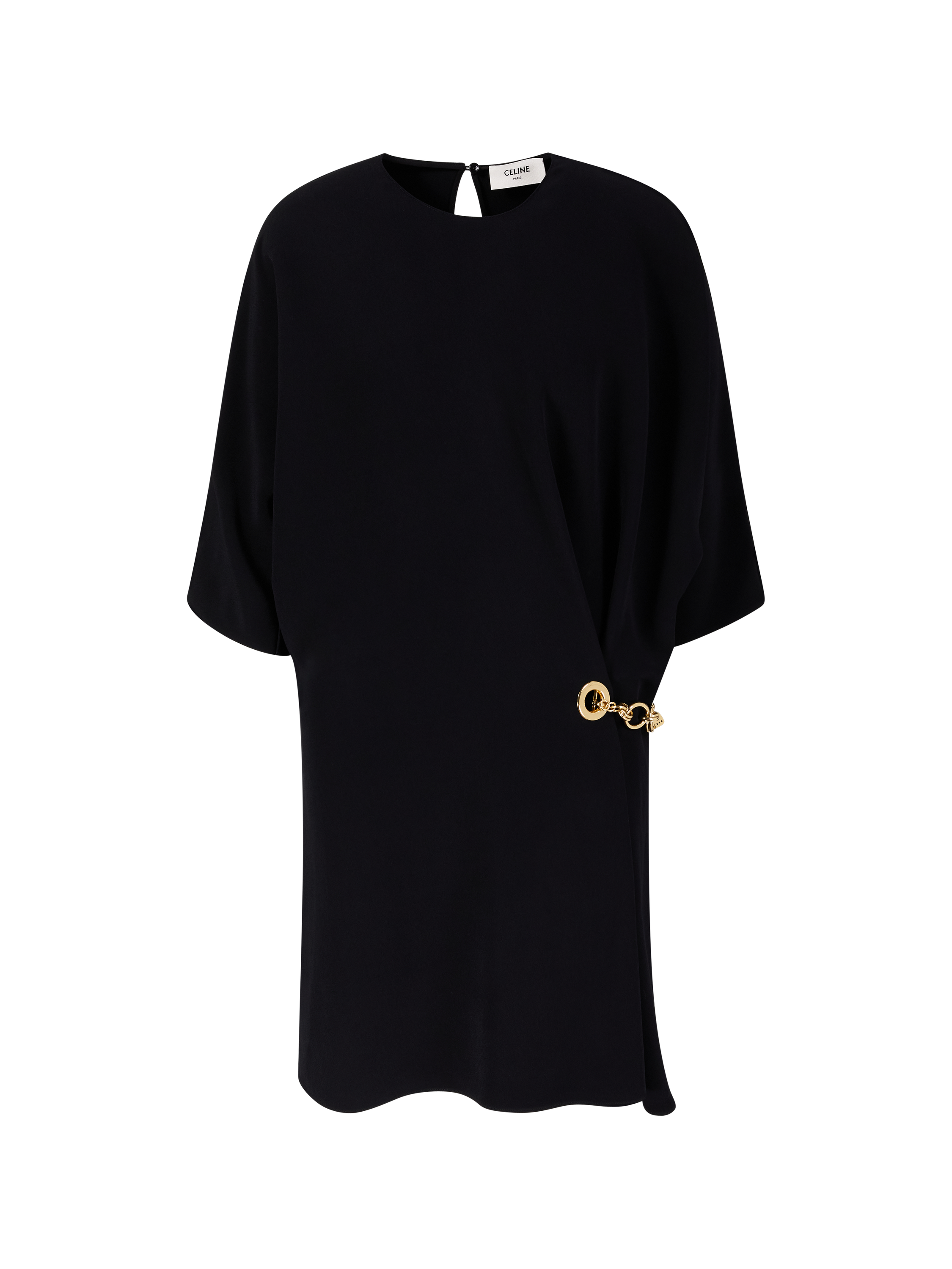 Wickelkleid mit Gourmette-Kette Schwarz