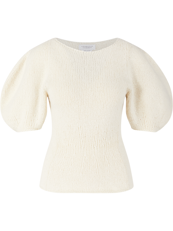 Cashmere jumper 'Vetala' with puff sleeves cream