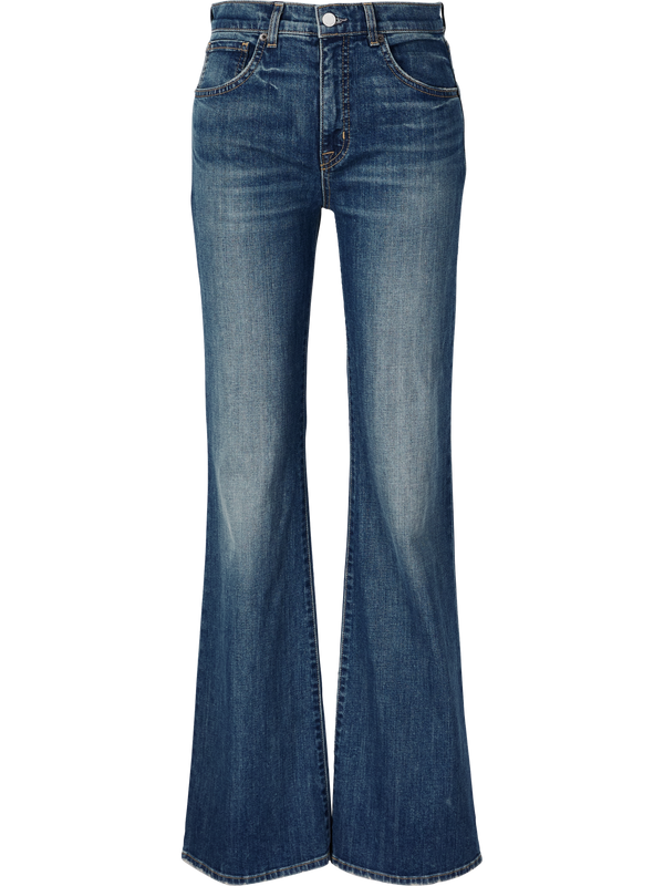'Celia' Stretch Flare Jeans, Navy Blue